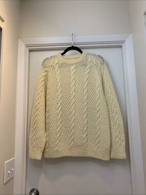 Hand Crafted Cream Cable Knit Women Sweater